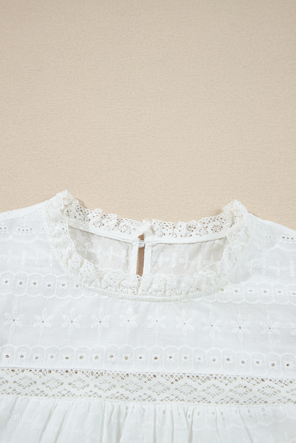Romantic Flutter Sleeve Eyelet Blouse