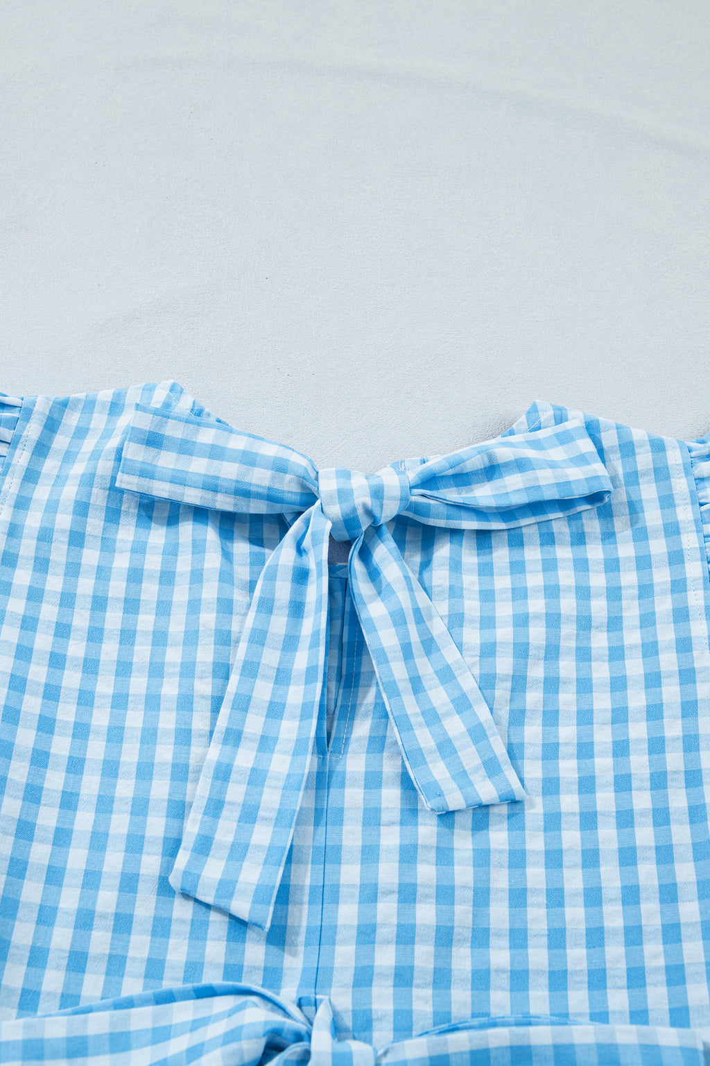 Sky Blue Knot Back Gingham Maxi Dress