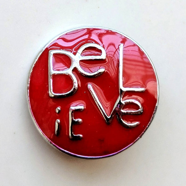 Red Believe Snap Charm 18mm