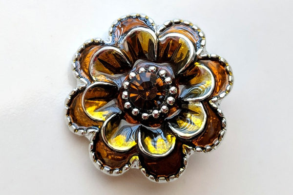 Amber Flower Ginger Snap Compatible Charm 18mm