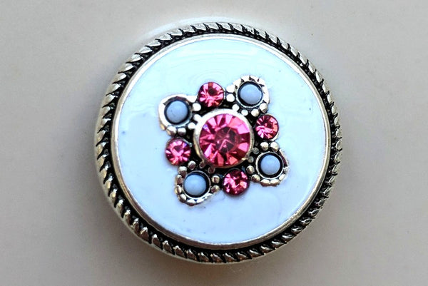 Pink and White Diamond Snap Charm 18mm