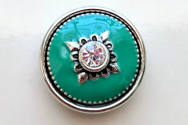 Teal Compass Snap Charm 18mm