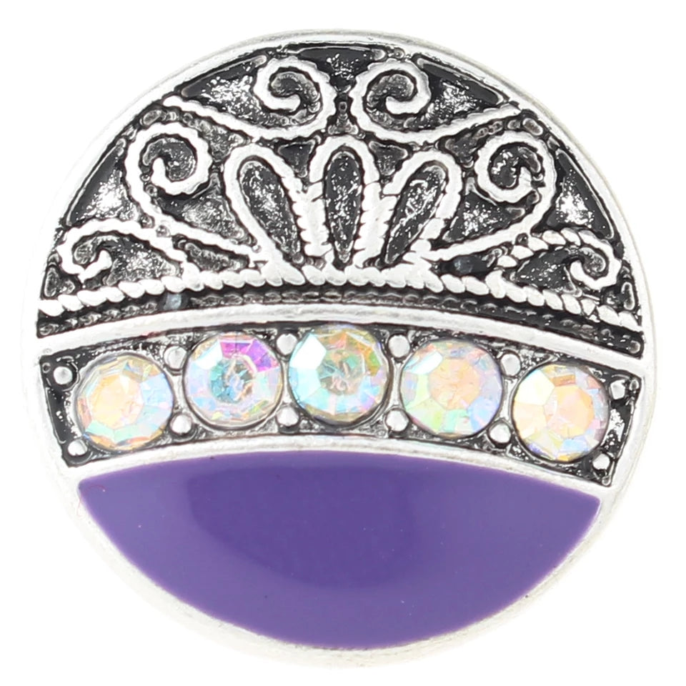 Vintage Purple Ginger Snap Button Compatible Charm 18mm