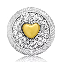 Gold and Silver Heart Snap Charm 18mm
