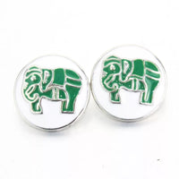 Green Elephant Ginger Snap Button Compatible Charm 18mm