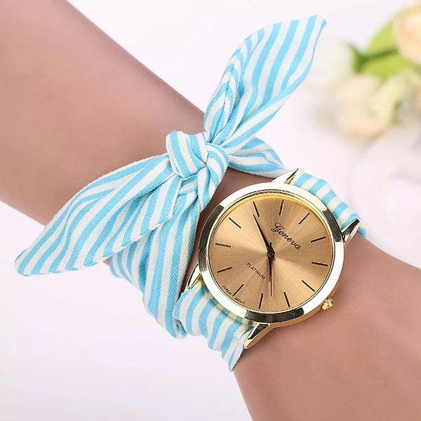 Turquoise and White Striped Watch