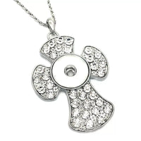 Rhinestone Cross Snap Necklace with 20 inch stainless steel chain 18mm
