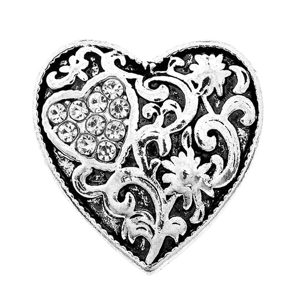Silver Heart Snap Charm 18mm