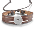 Brown Leather Simple Snap Bracelet 18mm