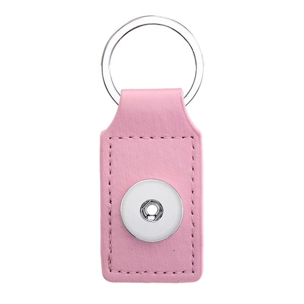 Pink Leather Snap  Keychain 18mm