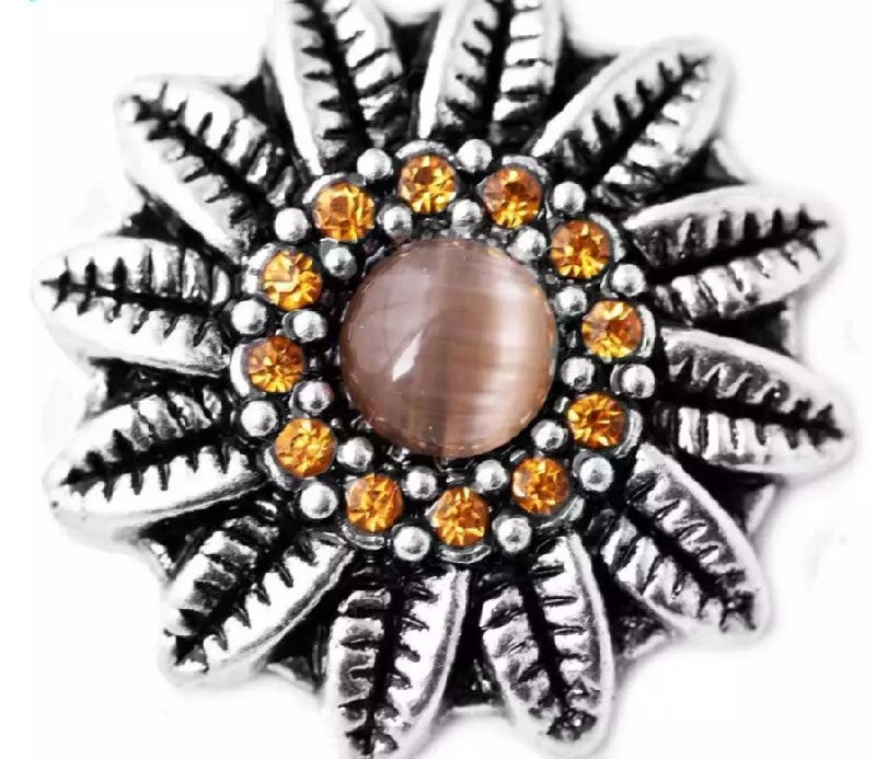 Fall Flower Ginger Snap Button Compatible Charm 18mm