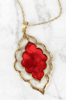 Morroccan Red Resin Gold Sweater Necklace