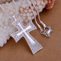 Sterling Silver Rhinestone Cross Necklace