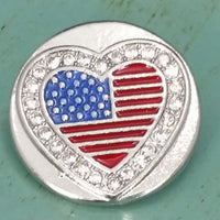 Patriotic American Flag Heart Ginger Snap Compatible Snap Charm 18mm