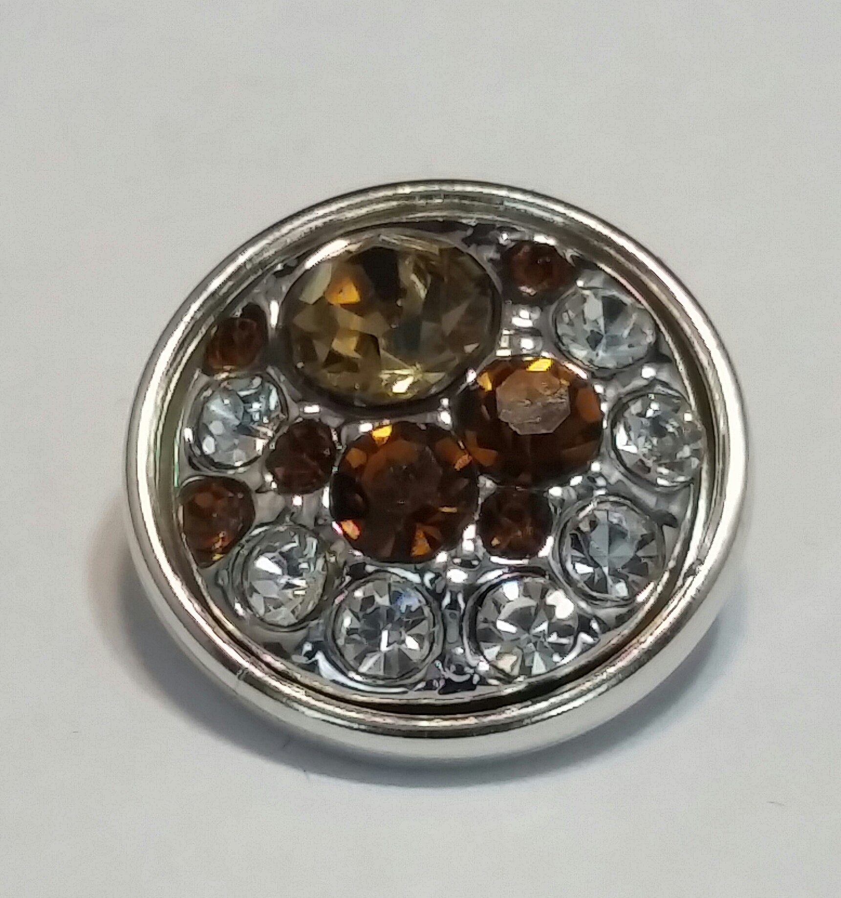Brown and Gold Sparkle Ginger Snap Compatible Charm 18mm