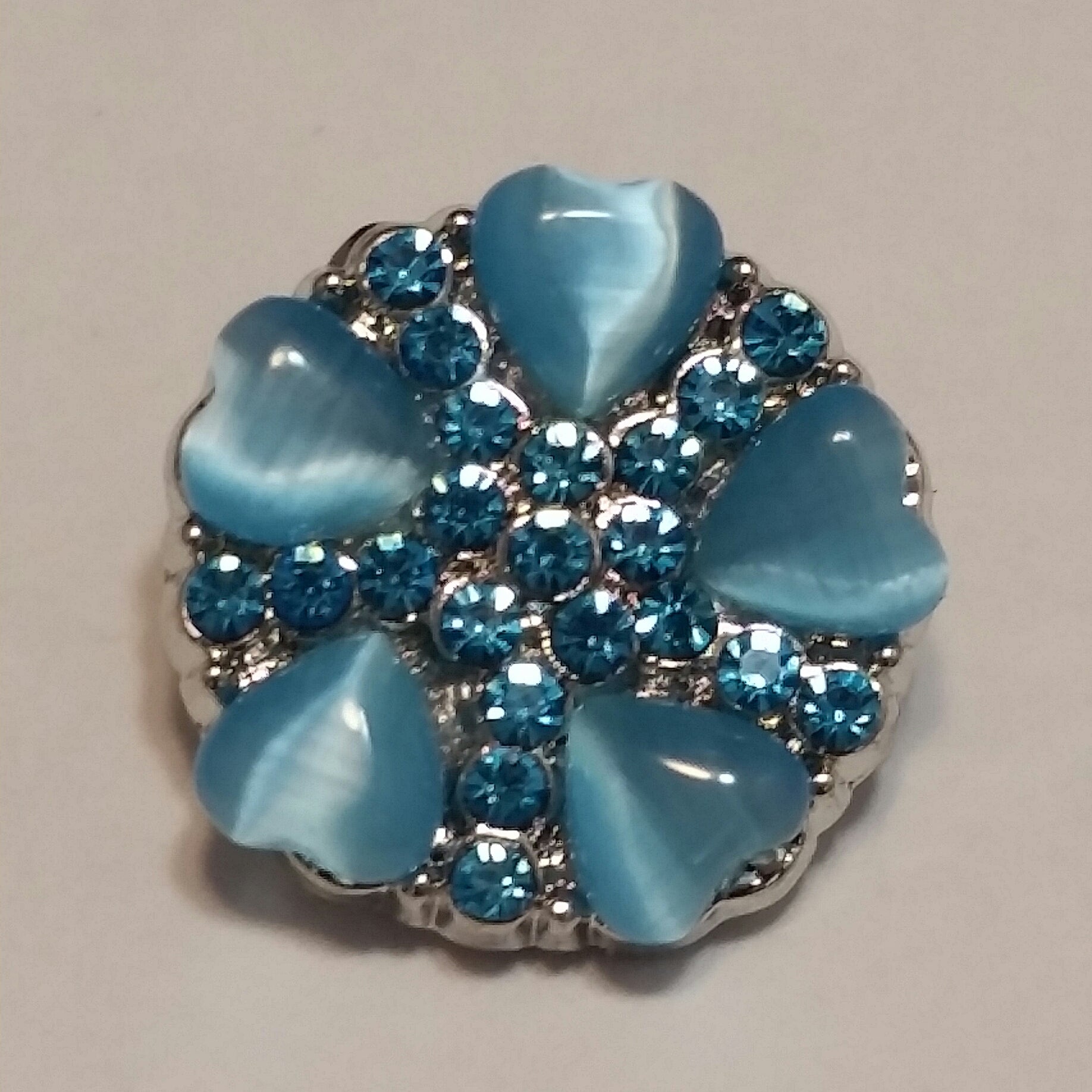 Ocean Blue Heart Snap Charm 18mm