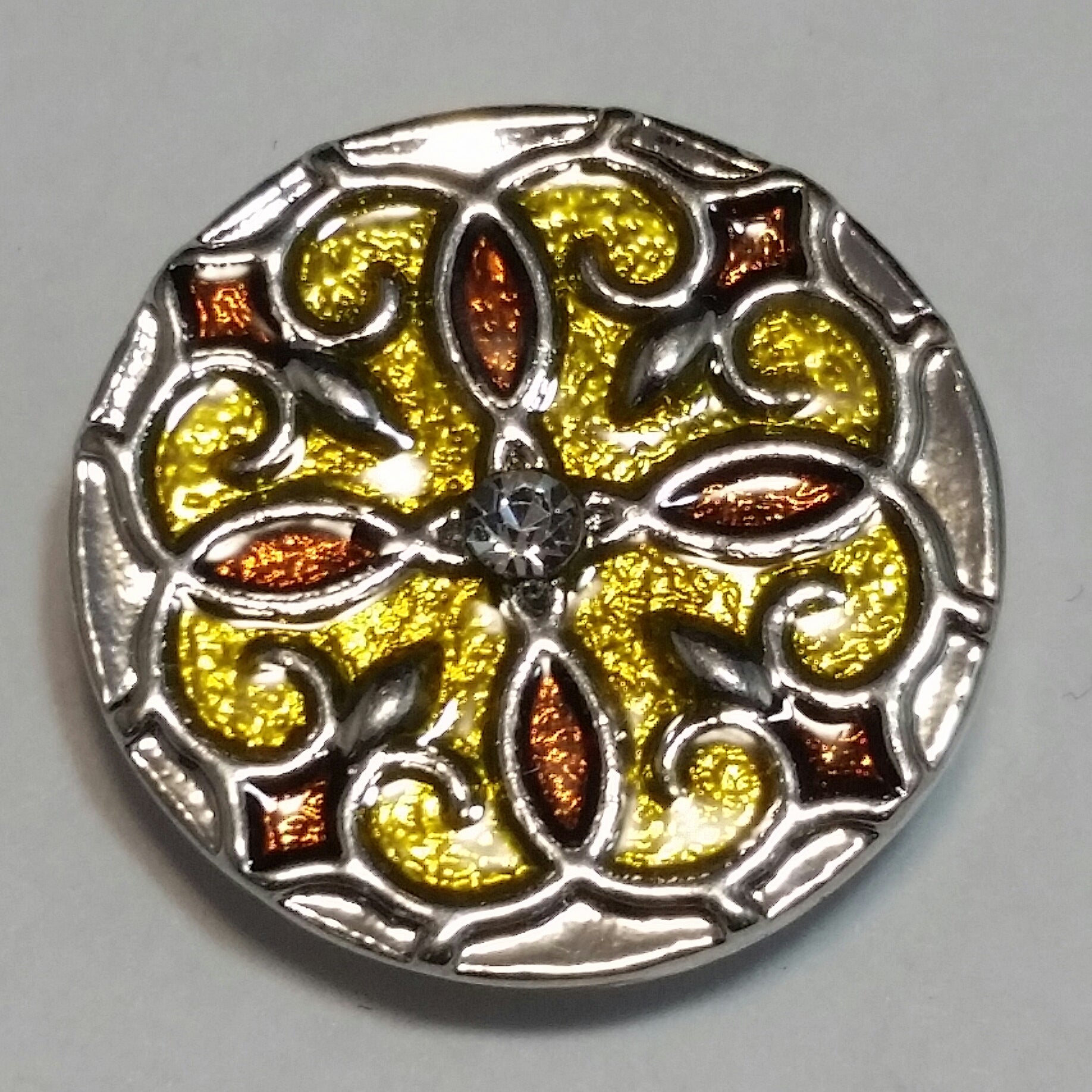 Brown and Yellow Classic Snap Charm 18mm