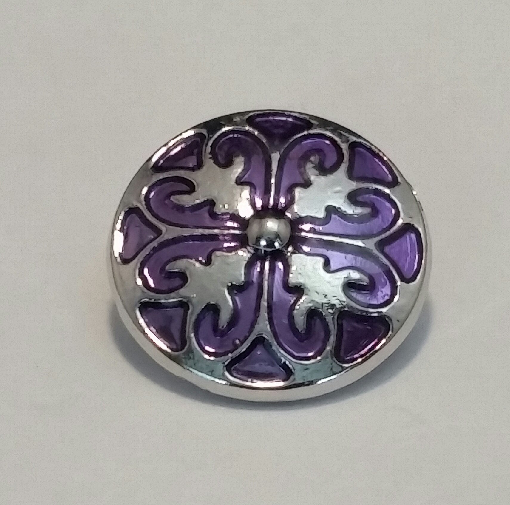 Purple Silver Snap Charm 18mm