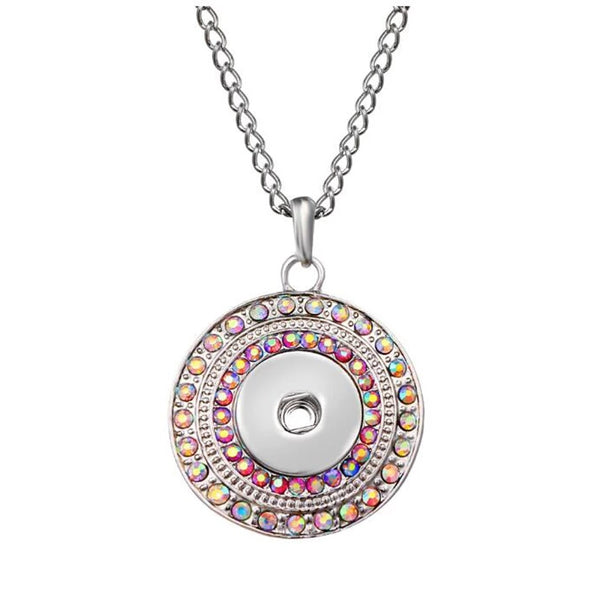 Rhinestone Round Necklace with 18 inch nickel free chain 18mm