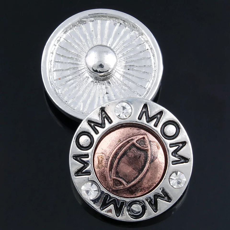Football Mom Ginger Snap Button Compatible Charm Sport 18mm