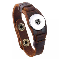 Soft Brown Leather Snap Bracelet 18mm