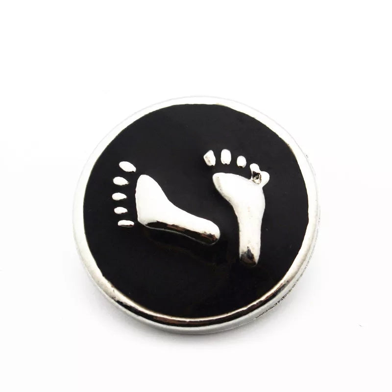 Black Baby Feet Snap Charm 18mm