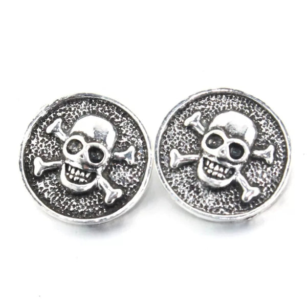 Skull Pirate Ginger Snap Button Compatible Charm 18mm