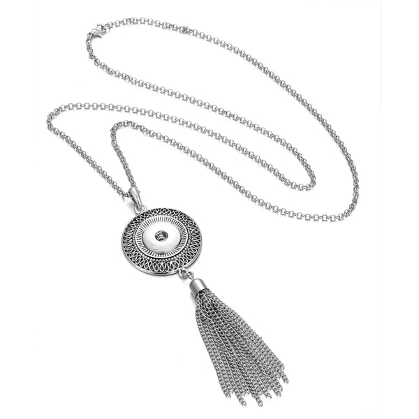 Bohemian Halo Long Necklace with 32 inch chain 18mm