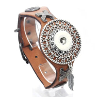 Light Brown Leather Snap Bracelet with watchband