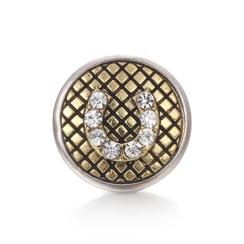 Gold Horseshoe Ginger Snap Compatible Snap Charm 18mm