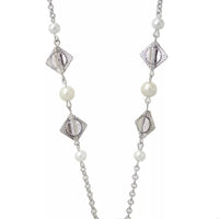 Long Pearl Tassle Snap Necklace