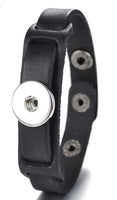 Black Leather Strap Bracelet 18mm