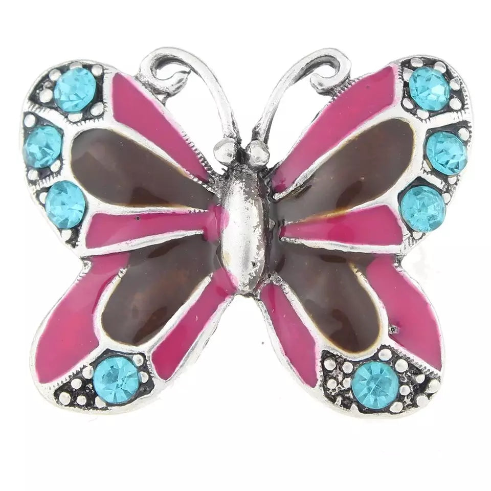 Purple Butterfly Ginger Snap Button Compatible Charm 18mm