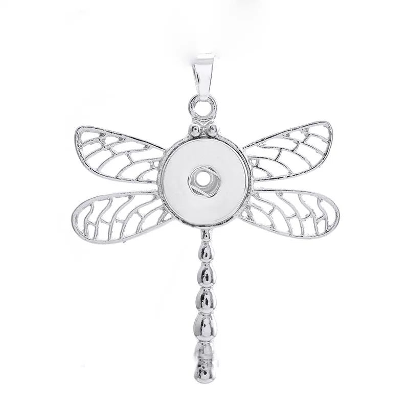 Dragonfly Snap Necklace with 18 inch nickel free chain 18mm