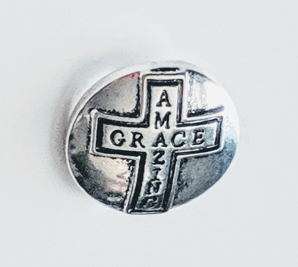 Amazing Grace Cross Ginger Snap Compatible Snap Charm 18mm