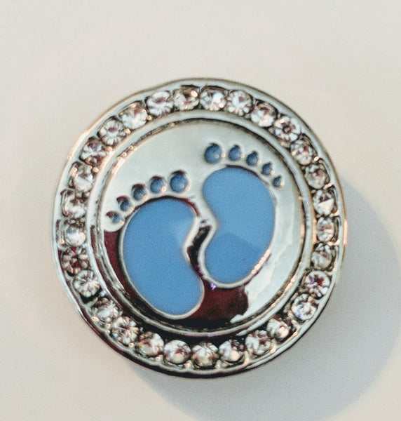 Blue Baby Feet Ginger Snap Button Compatible Charm 18mm