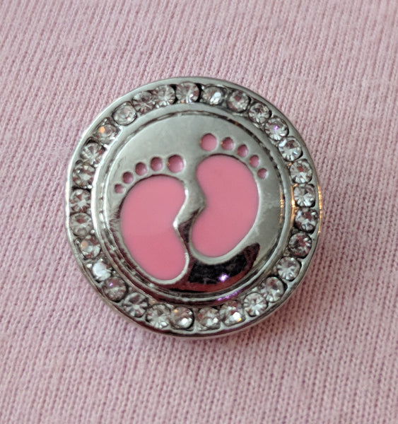 Pink Baby Feet Ginger Snap Button Compatible Charm 18mm