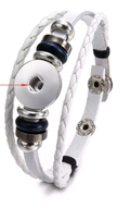 White Leather Simple Snap Bracelet 18mm