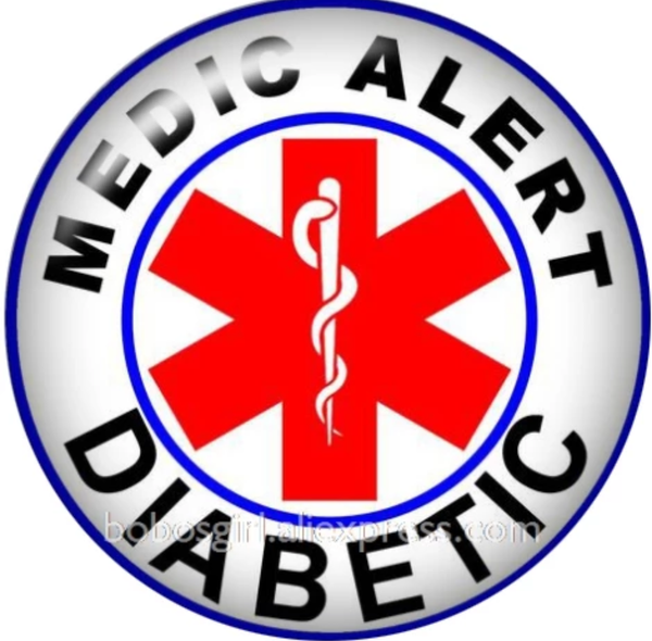 Diabetes Medic Alert Ginger Snap Button Compatible Charm Sport 18mm
