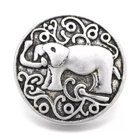 Elephant Silver Ginger Snap Button Compatible Charm 18mm