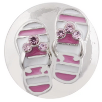 White and Pink Flip Flops Snap Charm shoe 18mm