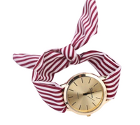 Red Striped Watch with Fabric Band