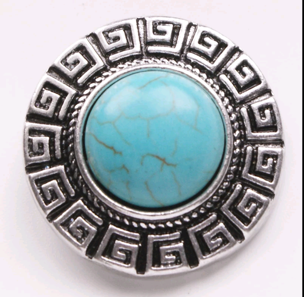 Turquoise and Silver Boho Snao Charm 18mm large diameter