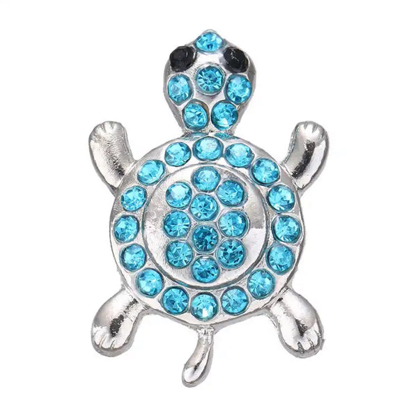 Blue turtle Ginger Snap Button Compatible Charm Sport 18mm