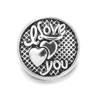 I Love You Silver Heart Snap Charm 18mm