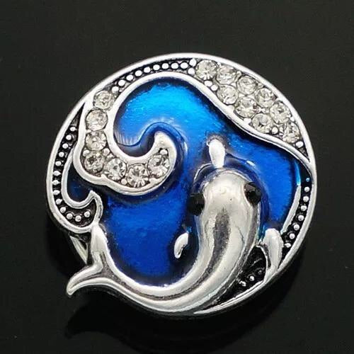 Dolphin and Waves Snap Charm 18mm