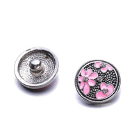 Pink Flower Ginger Snap Compatible Snap Charm 18mm