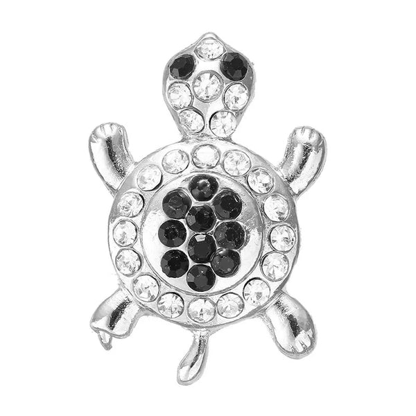 Black turtle Ginger Snap Button Compatible Charm Sport 18mm