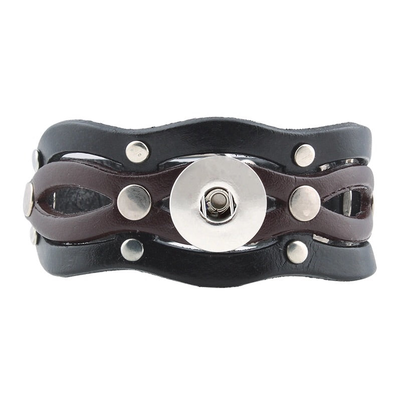 Leather Wave Snap Bracelet 18mm