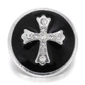 Black Rhinestone Cross Snap Charm 18mm